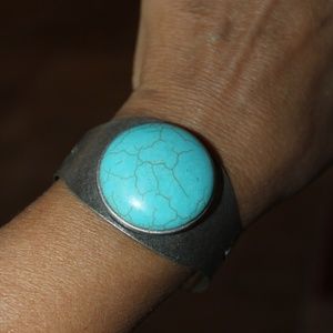 Antique Silver Cuff Bracelet with turquoise stone